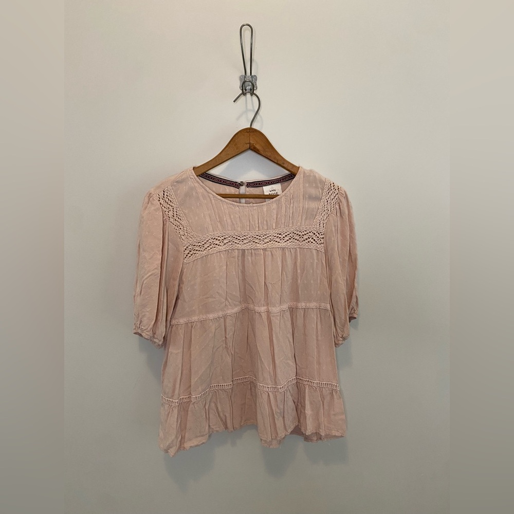 Knox Rose Blush Crochet-Trim Peasant Blouse
